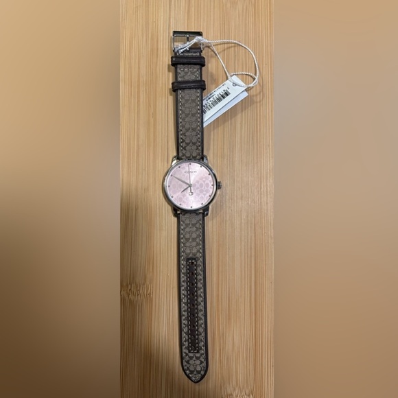 Coach Grand Watch With 36mm Pink Coach Signature Face& Brown & Beige Coach Band - Picture 4 of 5